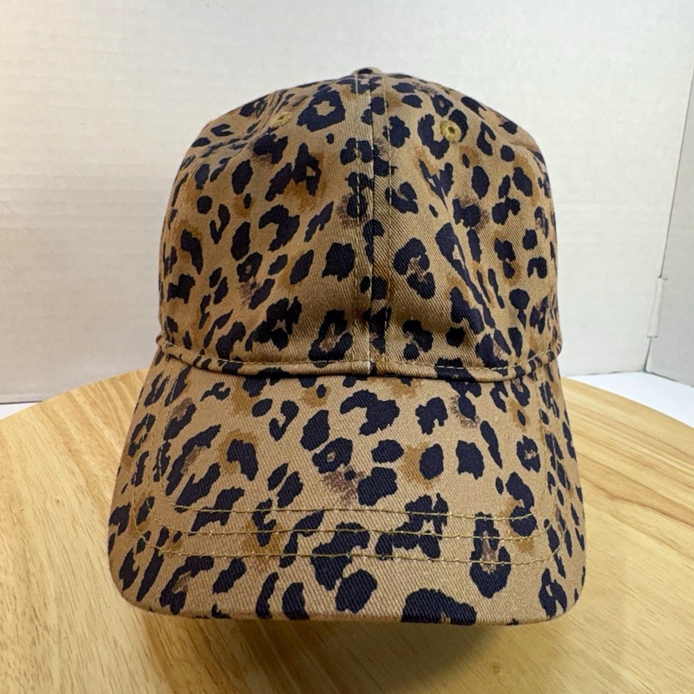 J.CREW Womens Leopard Animal Print Cotton Adjustable Strapback Cap AW094 OS